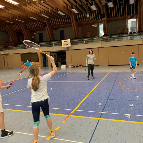 Badmintonspiel mit Nicole Grether